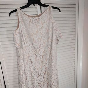 Cold shoulder lace overlay dress